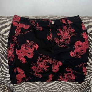 Dragon print mini skirt